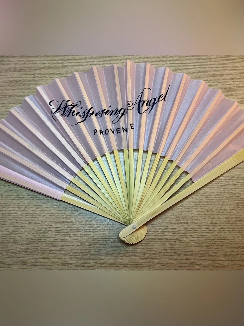 Whispering Angel Rosé Soft Pink Embroidered Hat & Hand Fan Set NWOT